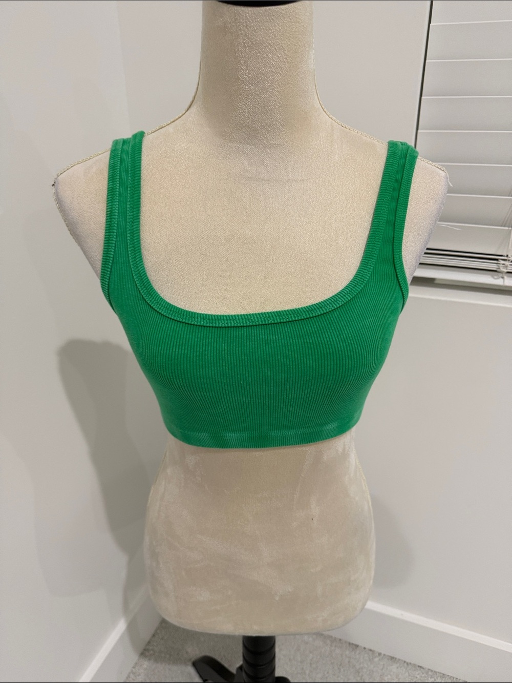 emory park Emerald Ribbed Scoop Neck Crop Top